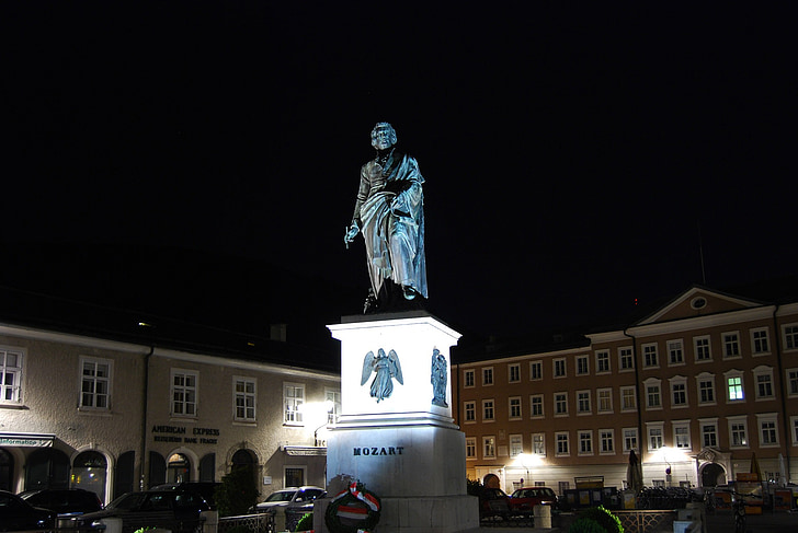 Mozart, Wolfgang, Amadeus, Salzburg, Østerrike, statuen, byen