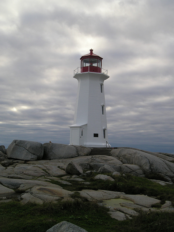 farol, Nova Escócia, Enseada de Peggy, Canadá, mar, litoral, Rock - objeto