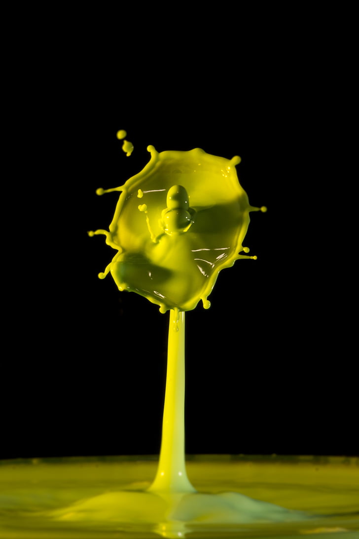 drip, water, drop of water, water feature, yellow, spray, inject
