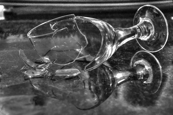 broken glass, pieces, sharp, dangerous