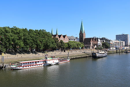 Βρέμη, Weser, νερό, σκοτώνουν, γέφυρα, πλοία, Ποταμός