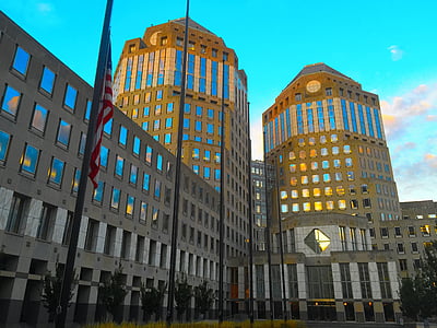 épület, Cincinnati, Ohio, Amerikai, felhőkarcoló, város, Office