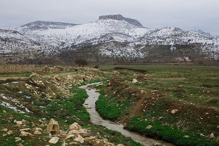 berg, winter, rivier, landschap, Taylor, Mardin, Turkije
