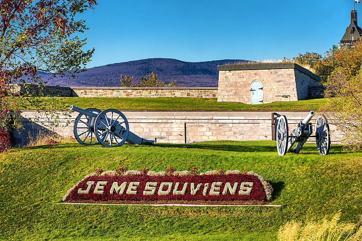 Canon, minne, militära, Citadel, Québec, vallarna, landskap