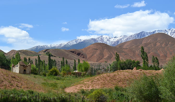 Kirgisistan, fjell, snø, dalen