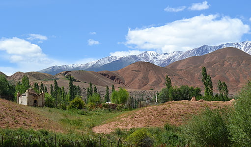 Kirgisistan, fjell, snø, dalen