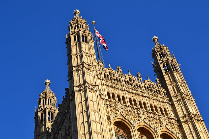 Londres, Parlamento, azul, cielo, Reino Unido, capital, arquitectura
