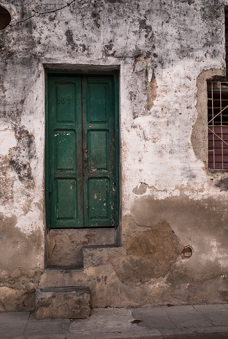 Kuba, vrata, arhitektura, okno, stari, hiša, steno - zunanja oblika stavbe