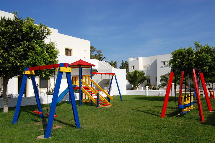 kos, hotel, playground, greece, outdoors