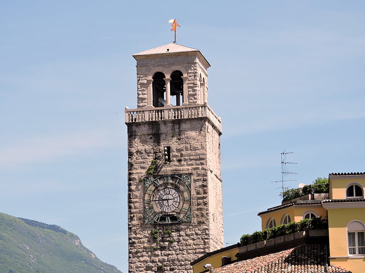Campanile, hodinky, Riva del garda, klapky, Itálie