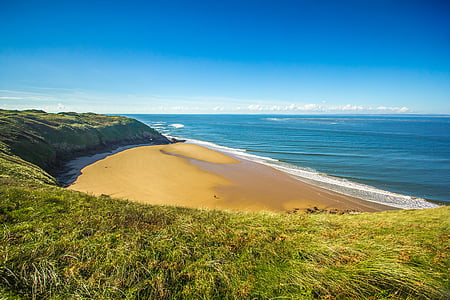 Costa, spiaggia, Galles del sud, oceano, Inghilterra, mare, natura