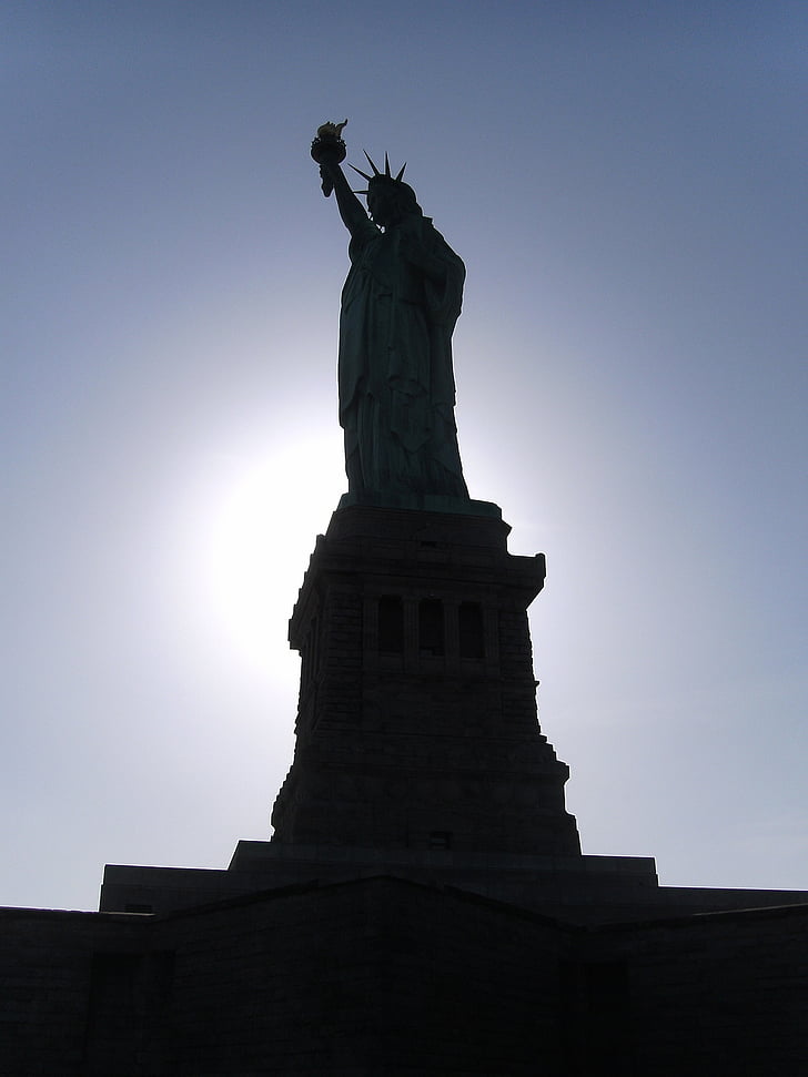 silueta, puesta de sol, punto de referencia, nueva york, América, Monumento, Dom