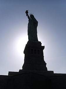 silueta, Západ slunce, orientační bod, New york, Amerika, Památník, Dom