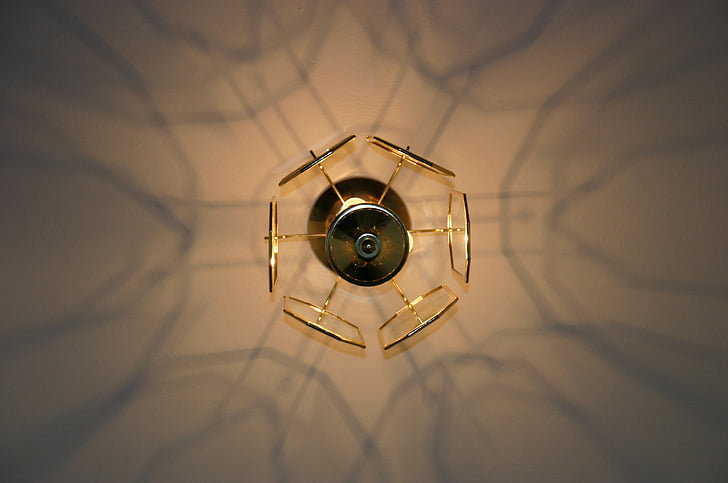 lamp, ceiling, design, shadow, gold, shadows, technology