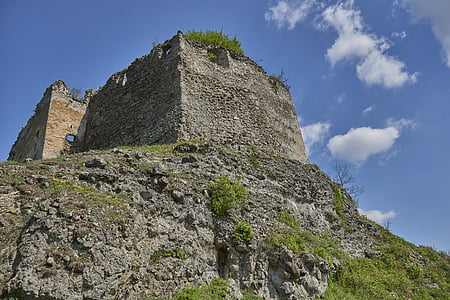 Čabraď, Castell, cas de cistella, ruïnes, el cel, arquitectura, l'edat mitjana