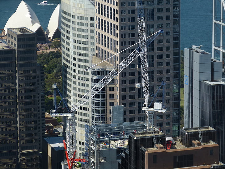 Sidney, Australie, ville, gratte-ciel, site, Crane, grues