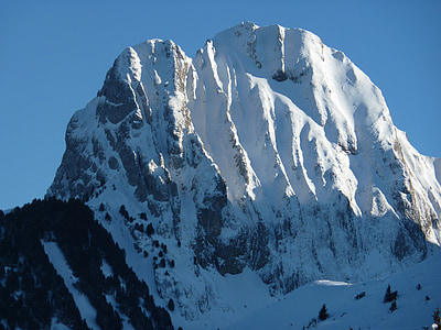 montaña, nieve, macizo del Gantrisch, Suiza, paisaje, sólido, invierno