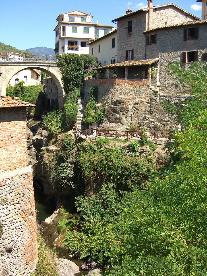 Italia, casas, Río, Toscana, de la bobina, casco antiguo, puente