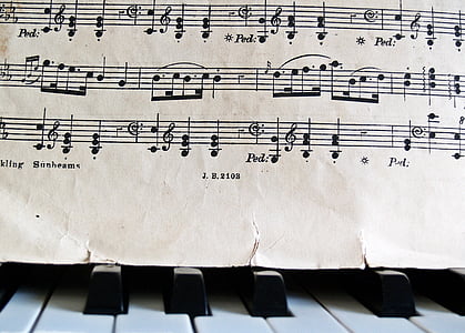 notes, piano, sheet music, keys, old, antique, torn