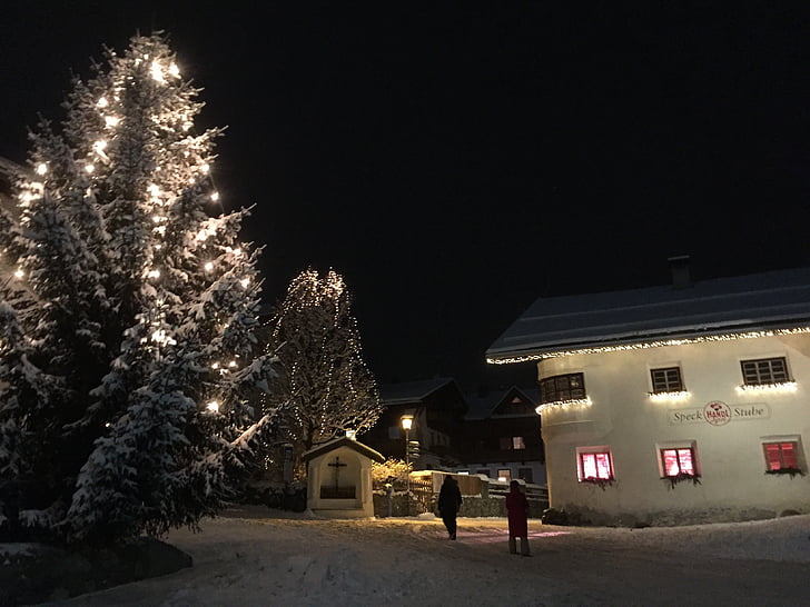 Tyrol, Fiss, mùa đông, đêm đi, Bergdorf, Giáng sinh, Serfaus fiss ladis