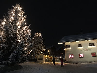 Тирол, Fiss, зимни, нощ разходка, Bergdorf, Коледа, Serfaus-fiss-ladis