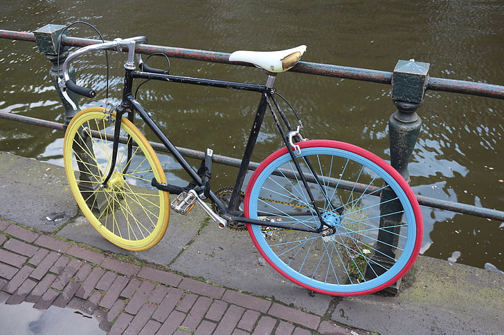 cykel, låga landet, Amsterdam
