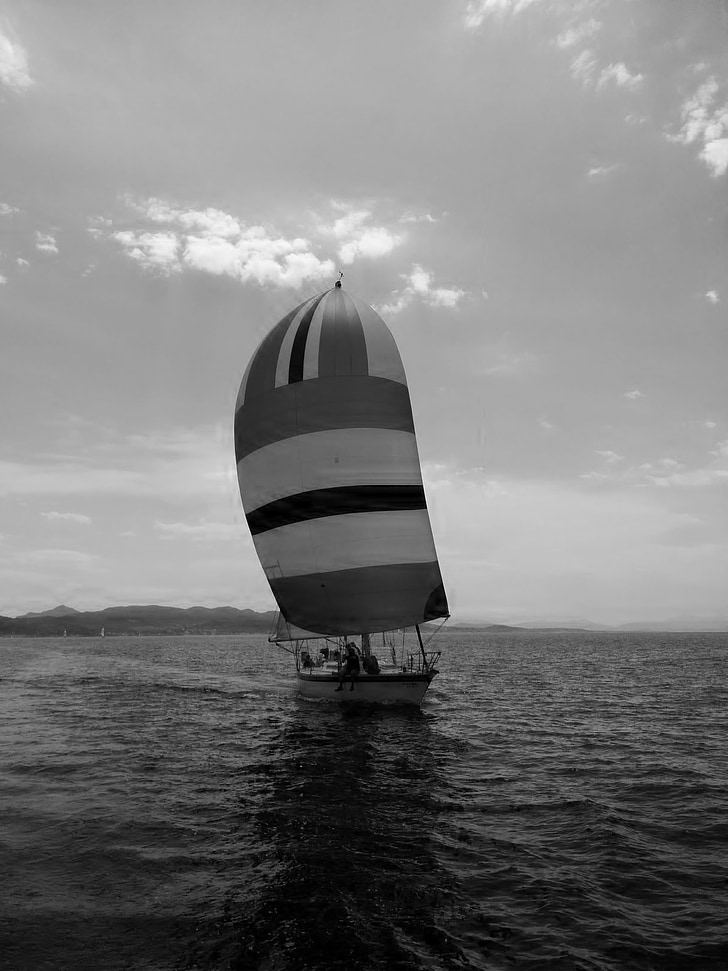 sailing, summer, yachting, dom, nautical Vessel, sea, black And White