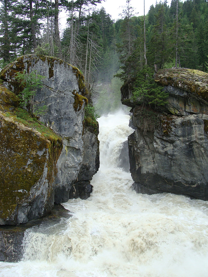 vattenfall, floden, vildmarken, kanadensiska, Rocky