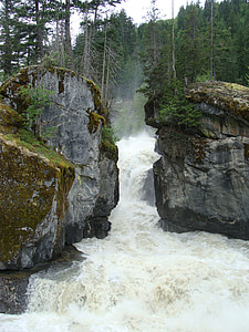 waterfall, river, wilderness, canadian, rocky