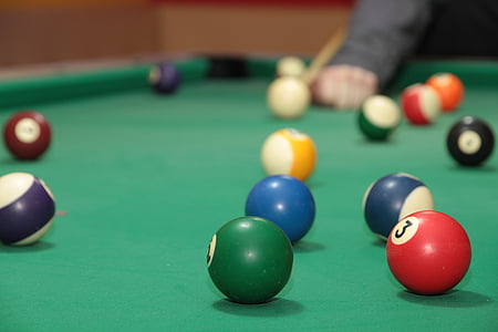 billiards, billiard-ball, game, cloth, green, dining table, balls