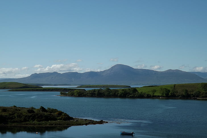 Irland, County galway, Lough corrib, søen, båd, landskab, landskab