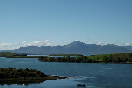 Írsko, County galway, Lough corrib, jazero, loďou, scenérie, Príroda