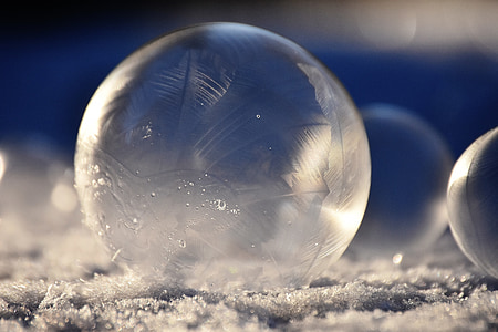 burbuja de jabón, bola, congelados, nieve, invierno