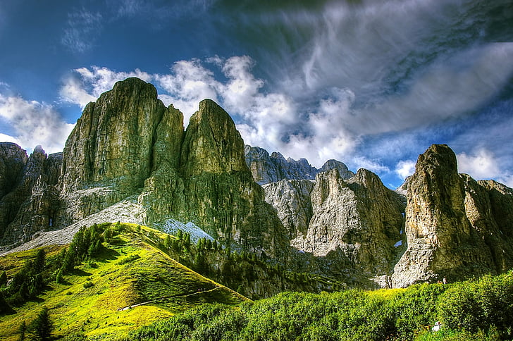 Dolomiterna, bergen, Italien, södra tyrol, Visa, Alpin, val gardena