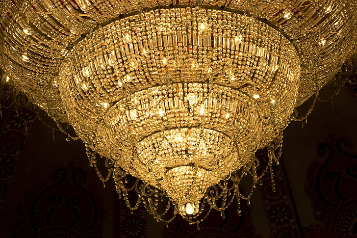 chandelier, crystal, light, decor, vintage, shiny, glow