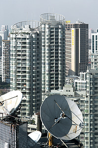 városi táj, műholdas, Shanghai