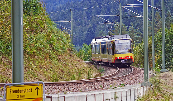 železnice, železniční trať, Severní část Černého lesa, svah, strmá trať, Baiersbronn, Murg údolí