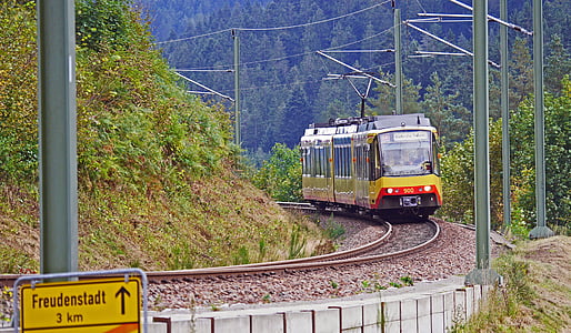 train léger sur rail, ligne de chemin de fer, forêt-noire du Nord, pente, Steig, Baiersbronn, vallée de la Murg