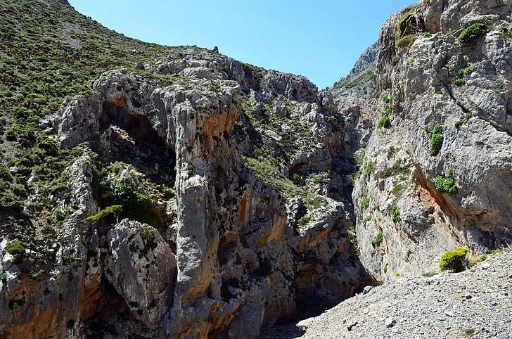 Creta, gola, Kourtaliotiko gorge, roccia, montagne, paesaggio, natura