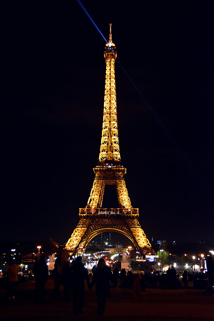 Париж, Франция, нощ, светлина, град, архитектура, градски