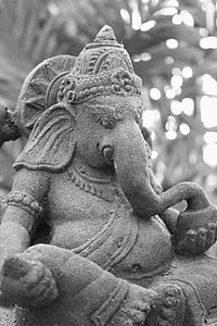 Ганеш, черно-белая фотография, Мантра, Дева, божество, Ганапати, Индуизм