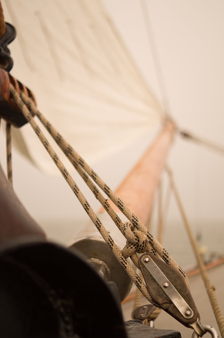 close-up, masts, rope, sail, sailboat