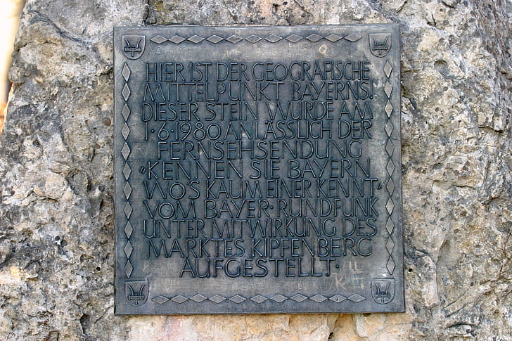emlékmű, Kipfenberg, mittelbunkt bavaria, földrajzi központja pont Bajorország, Bajorország, híres hely, történelem