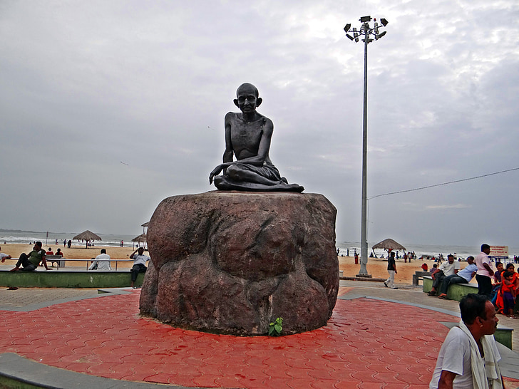 Mahatma, Gandhi, statue, skulptur, Indien, vartegn, monument