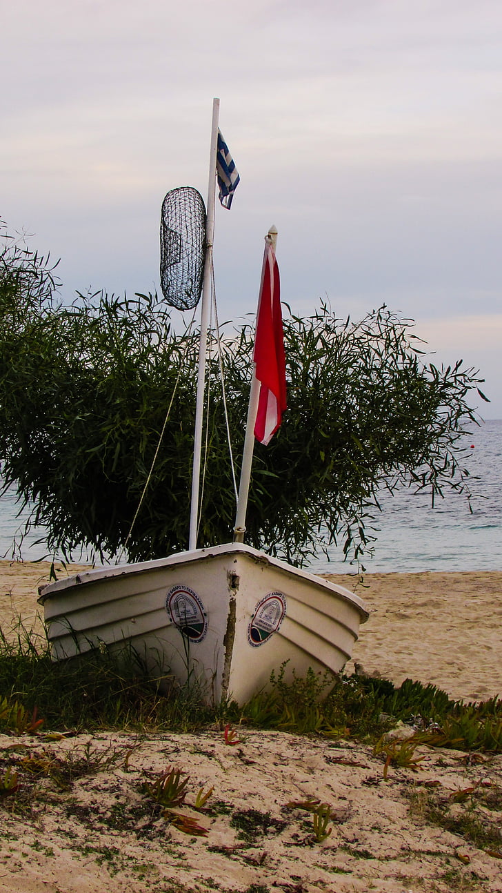 boat, beach, sea, autumn, afternoon, cyprus
