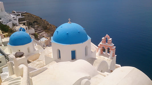 santurini, Grécia, edifício, Cruz, oceano, mar, viagens