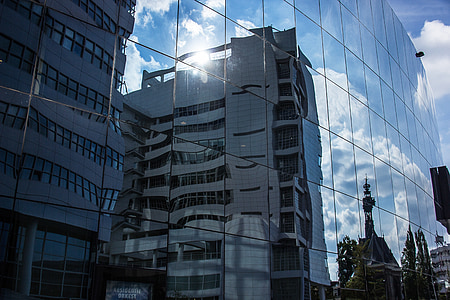 architecture, buildings, reflection, the hague, netherlands