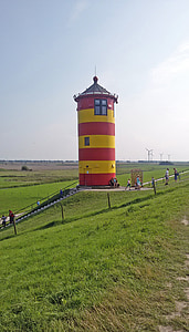 Nordsjön, Greetsiel, Lighthouse, Holiday, östliga frisia, norra Tyskland, Vall