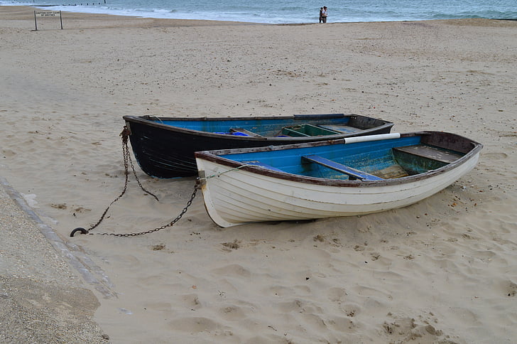 båt, stranden, kysten, sand