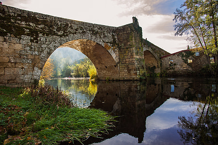 river, bridge, reflection